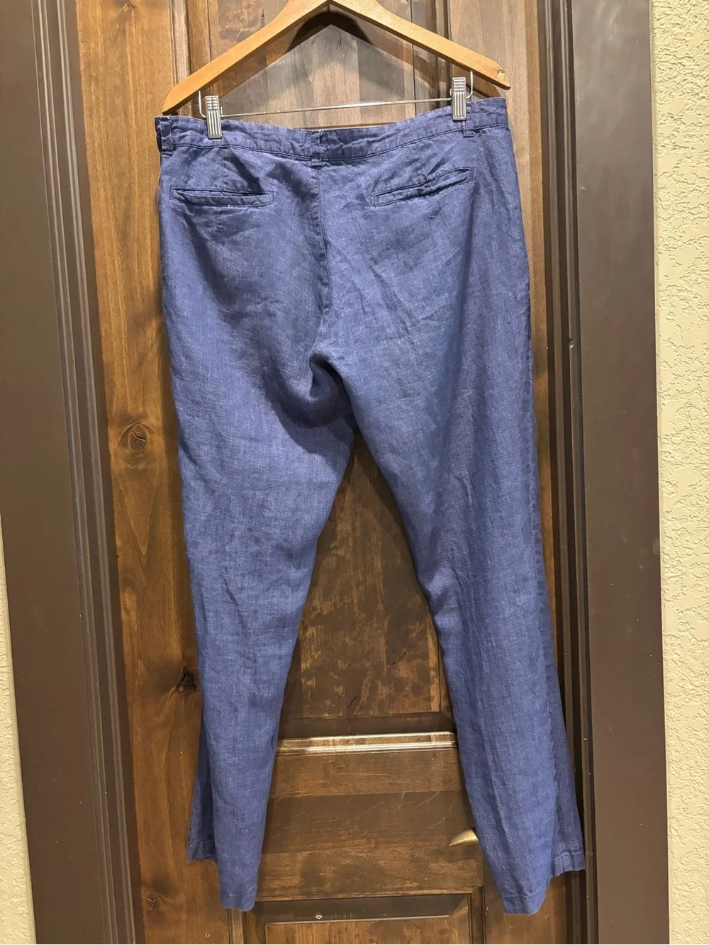 Men's Casual 100% Linen Pants in Blue